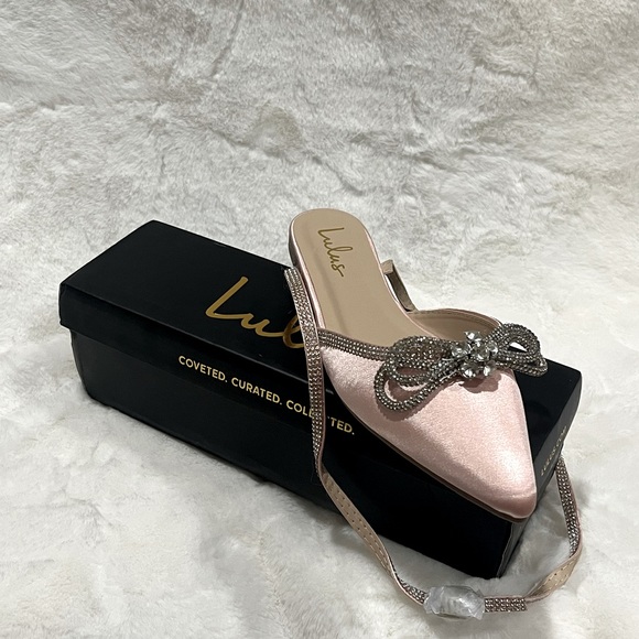 Brand new Lulu's size 8.5 light pink satin rhinestone flats - Picture 3 of 4